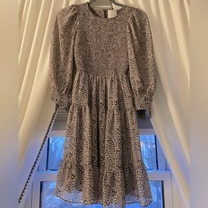 Cinq a Sept Smocked Mini Dress with tie back